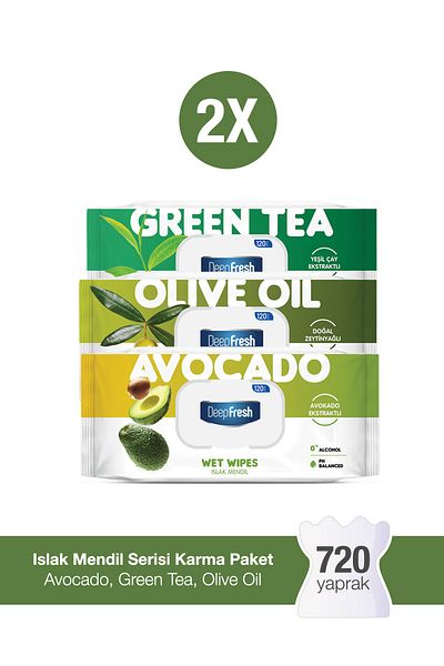 Deep Fresh Natural Essences Mixed Wet Wipes 6 X 120 Sheets