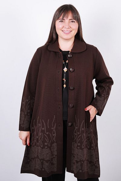 Laden Knitwear Large Size Steel Knit Thick Wool Mother Long Cardigan Cap