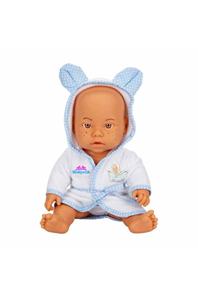 hediyecik Oyuncak Banyo Yapan Bornozlu Et Bebek Oyun Seti Mavi 35cm
