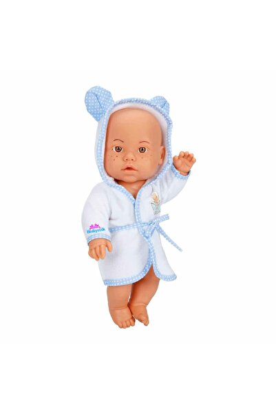 hediyecik Oyuncak Banyo Yapan Bornozlu Et Bebek Oyun Seti Mavi 35cm