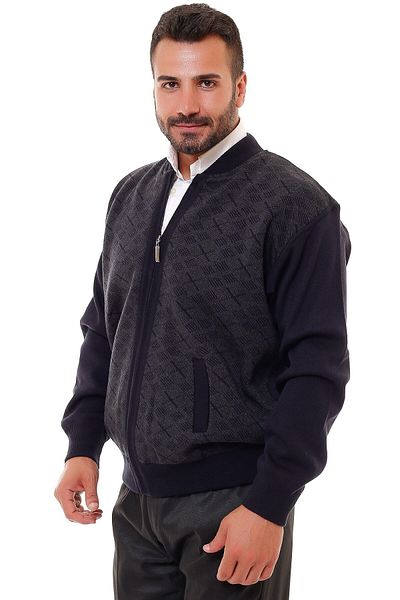K KARBEY Battal Lined Steel Knitted Knitwear Coat