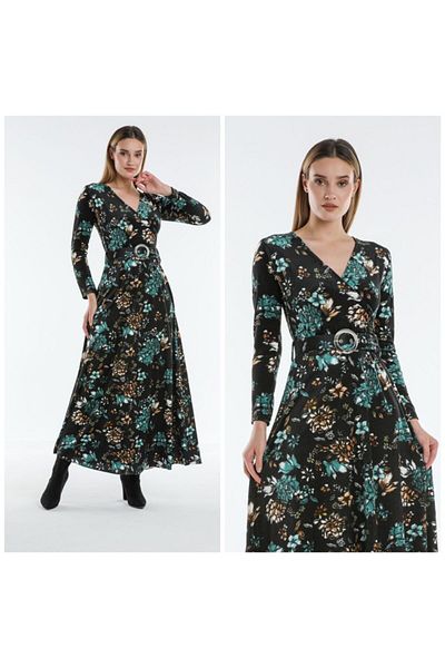 Apple Cix Rochie din catifea cu curea cu model floral