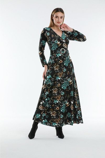 Apple Cix Rochie din catifea cu curea cu model floral