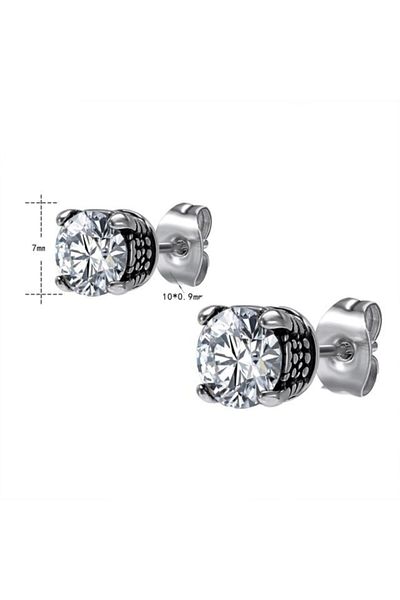 northstarshop أقراط من حجر الزركون الأبيض بتصميم كلاسيكي مرصعة للرجال من الفولاذ 316l (زوج)