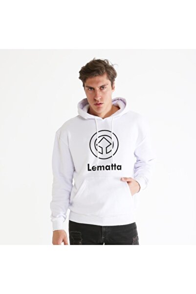 Baskılı Unisex Beyaz Kapüşonlu Sweartshirt