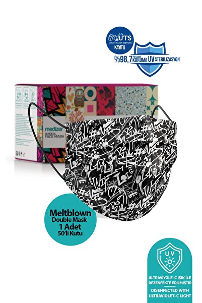 Medizer Meltblown Hi Bro Desenli Cerrahi Maske 50 Adet - Telli