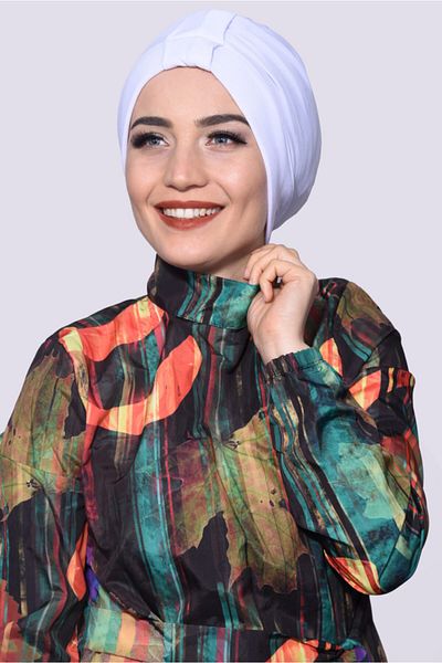 Nowa Scarf White Pool Cap Suitable for Sea and Pool Use