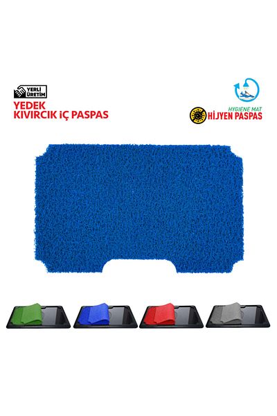 OLUNCA Replacement Interior Curly Mat - Blue - Curly Door Front Hygiene Mat with Disinfectant Pool 45x70 Cm