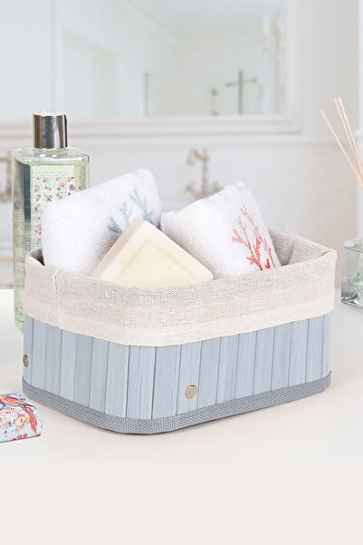 Binbirreyon Відкритий сірий бамбуковий кошик - складаний, з підкладкою, квадратний 20x20x16 DD012