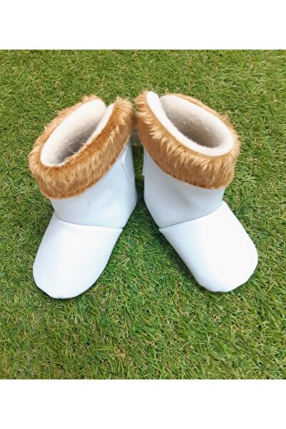 Sönmez Baby Tüylü Düz Renk Panduf Deri Bebek Ev Botu
