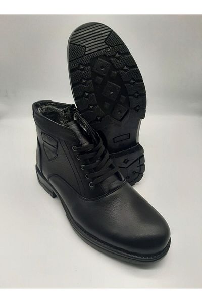 Adel New Season Men's Genuine Leather Boots with Fur Inside