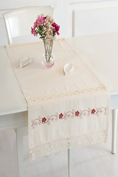 ÖDEL HOME بولدان قماش دانتيل متوسط حرير مطرز 50x130 سم عداء