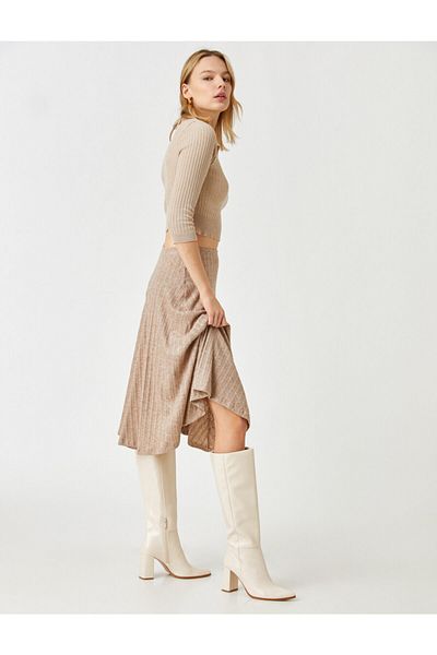 Koton Ριγέ ψηλόμεση Flounce Midi φούστα
