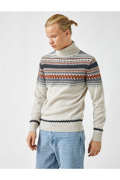 Koton Jacquard Turtleneck Sweater