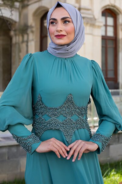 Feiza Collection Tesettür Abiye Elbise - Yeşil