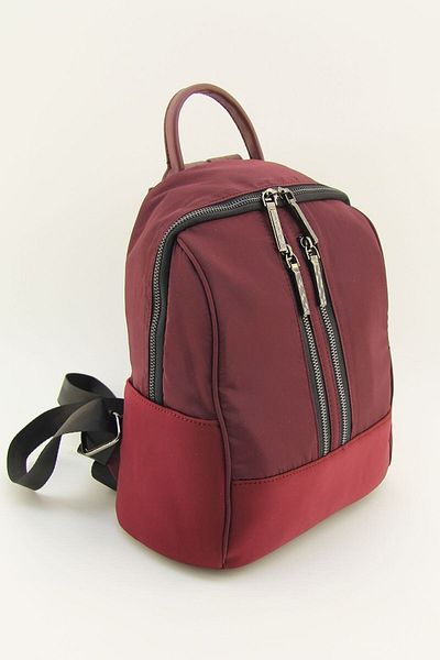 HNB Rucsac de damă din satin cu buzunare multiple burgundy