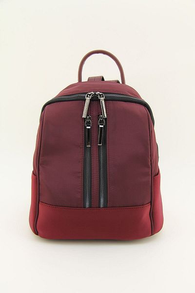 HNB Rucsac de damă din satin cu buzunare multiple burgundy