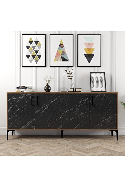 Variant Mobilya Variant Kiev Konsol Ceviz Siyah Mermer