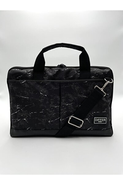 Differ Studio حقيبة كمبيوتر محمول/ماك بوك/نوت بوك/كمبيوتر محمول باللون الأسود بنمط رخامي مقاس 17 بوصة