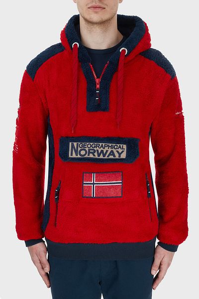 Norway Geographical Ανδρικός ιδρώτας Fleece εξωτερικού χώρου - με κουκούλα και μισό φερμουάρ