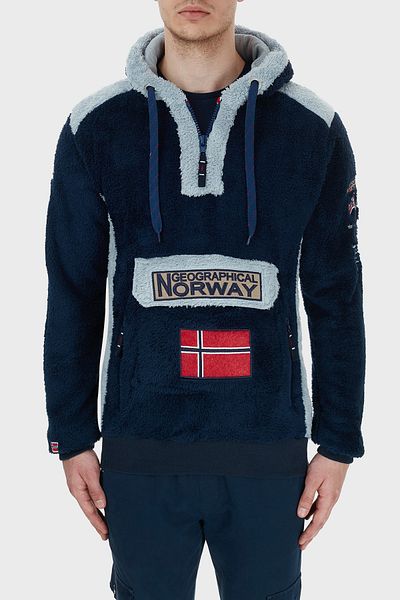 Norway Geographical Ανδρικός ιδρώτας Fleece εξωτερικού χώρου - με κουκούλα και μισό φερμουάρ