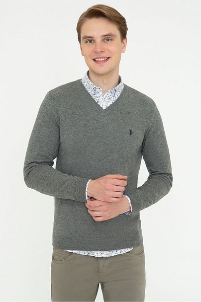 U.S. Polo Assn. Gray Men's Knitwear Sweater Basic
