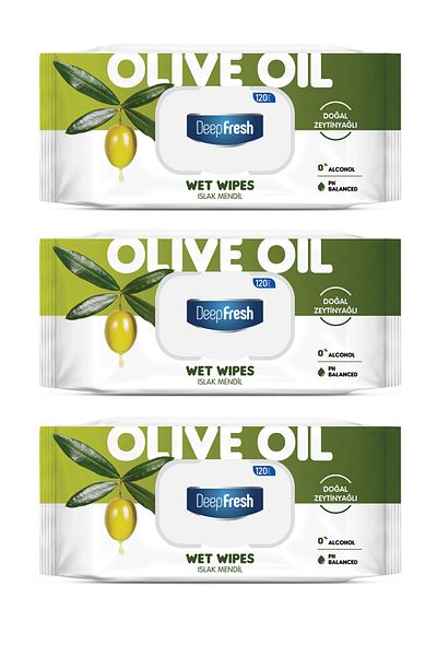Deep Fresh Natural Essences Olive Oil Wet Wipes 3 X 120 Sheets