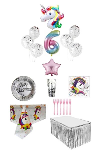 Dipak Комплект за 6-ти рожден ден с тематика „Еднорог“ за 16 гости
