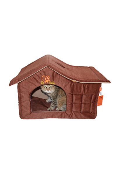LAVİSTA La Vista Iç Mekan Kedi Ve Köpek Çatılı Ev Bordo-kahverengi 56-36-45cm