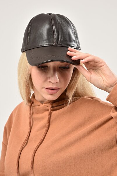 Güce Unisex Acı Kahverengi Deri Cap Şapka Gc017709