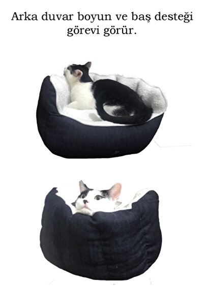 BE ACTİVE Prenses Kedi Köpek Yatağı Siyah Renk Pamuk Dokulu Kedi Ve Köpek Yatağı