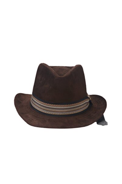 CosmoOutlet Καουμπόικο μοντέλο Nubuck Look Panama Trilby Unisex καφέ καπέλο