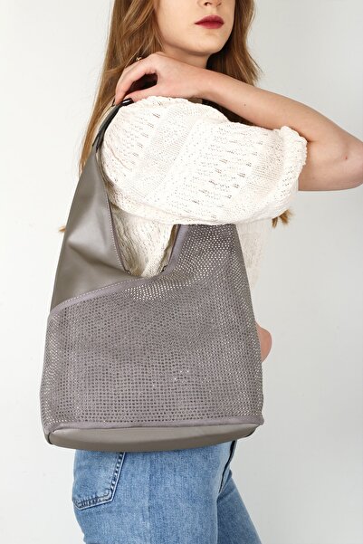 By Hakan Nas Bag-1030 Сатинова сумка через плече з камінням для жінок, пісочн...