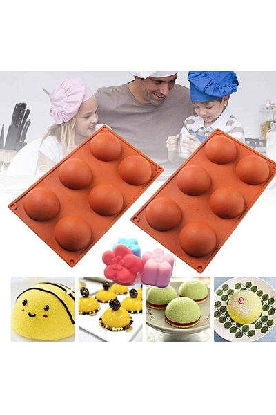 TT Tahtakale Toptancıları 6-Piece Silicone Hemisphere Shaped Chocolate Cake Set - BT008
