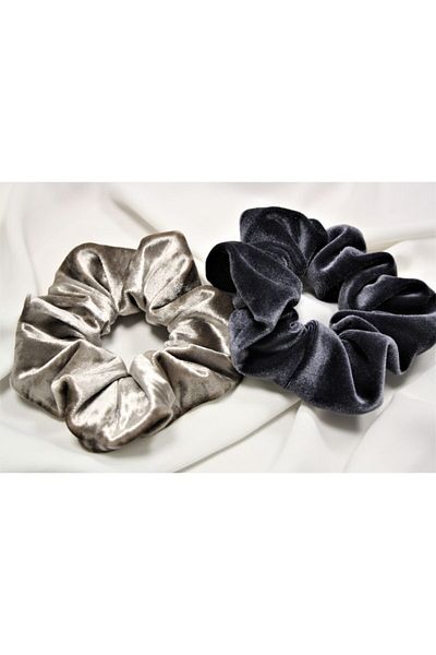 Chamis Mink & Gray Velvet Rubber Buckle Set