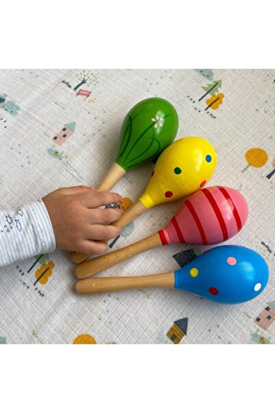 partikolik Marakas Ahşap Renkli Çıngıraklar
