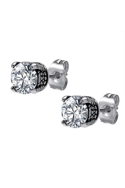 northstarshop أقراط من حجر الزركون الأبيض بتصميم كلاسيكي مرصعة للرجال من الفولاذ 316l (زوج)