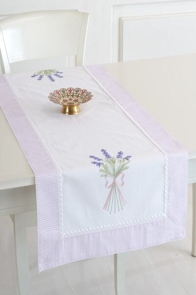 ÖDEL HOME عداء بحدود لافندر مطرز 50x130 سم