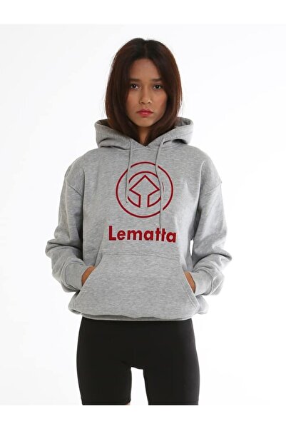 Baskılı Unisex Grey Kapüşonlu Sweartshirt