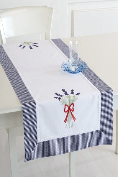 ÖDEL HOME Bordürlü Lavanta Işlemeli 50x130 Cm Runner