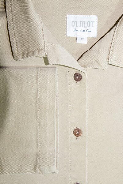Ozmoz By Mukadder Özden Boy's Camel Color Thick Woven Organic Shirt