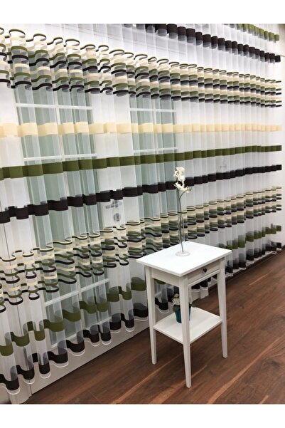 perdealemi Transverse Striped Banded Sports Tulle Curtain, 100x260, Sparse Pleat, 1/2