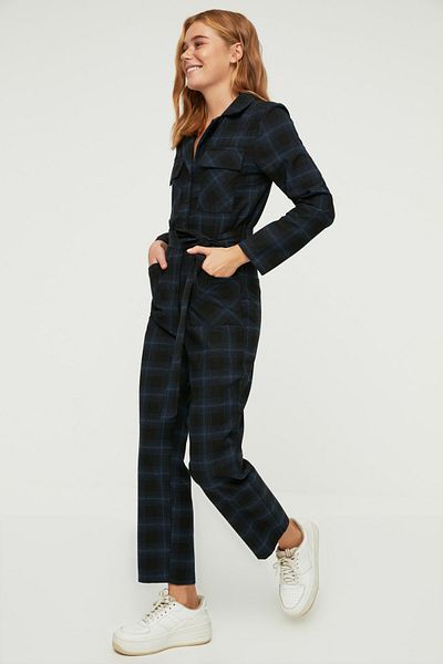 Trendyol Collection Navy Belted Jumpsuit TWOAW22TU0245