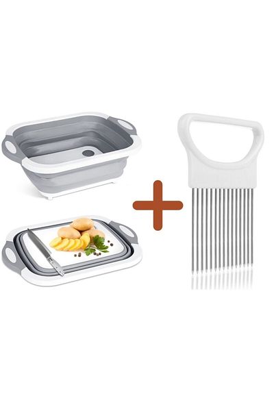 EveFix Foldable Plastic Basin Basin And Evenly Vegetable Slicing Tool Set