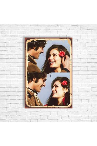 TRENDPOSTER Kadir Inanır Türkan Şoray Retro Ahşap Poster