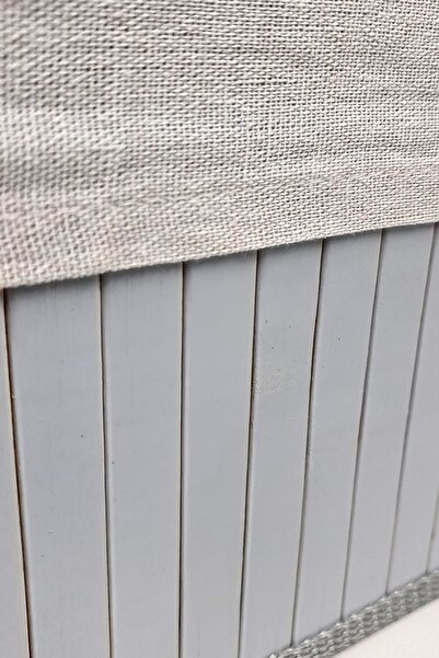 Binbirreyon Відкритий сірий бамбуковий кошик - складаний, з підкладкою, прямокутний 27x38x18 Dd013