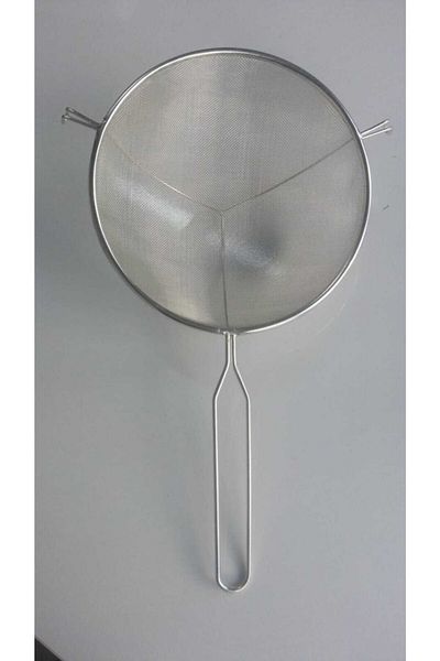 EveFix Supported Metal Handle Pewter Flour - Milk - Sugar - Pulses Strainer 22 Cm