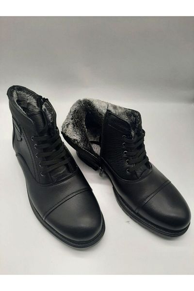 Adel New Season Men's Genuine Leather Boots with Fur Inside