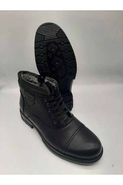 Adel New Season Men's Genuine Leather Boots with Fur Inside