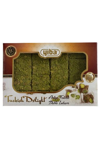 YIBA 400 Gr Ant.Pistachio Coated Cocktail Turkish Delight - Double Roasted, Almond, Pistachio and Hazelnut